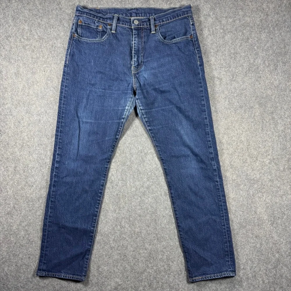 Levis‎ 502 Regular Taper Mens Jeans 32x28 Dark Indigo Blue Denim Pants Stretch